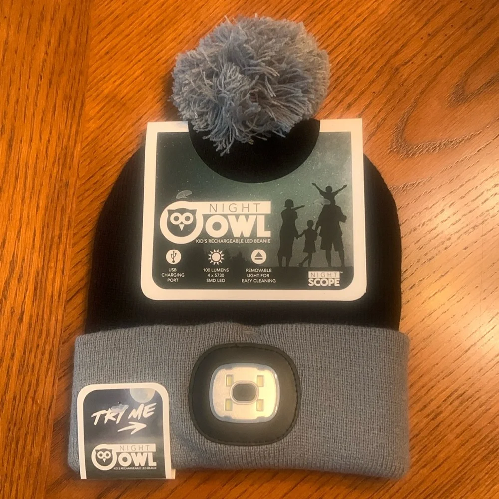 🎉HP🎉NWT Night Owl Kid’s Rechargeable LED Beanie - Light is Removable